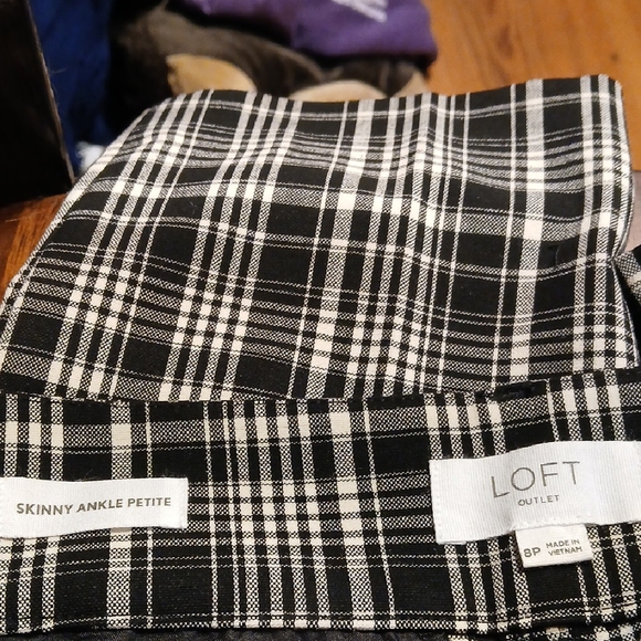 LOFT Womens Checkered Black and White Pants - Picture 6 of 9